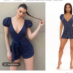 Fashion Nova Blue Romper